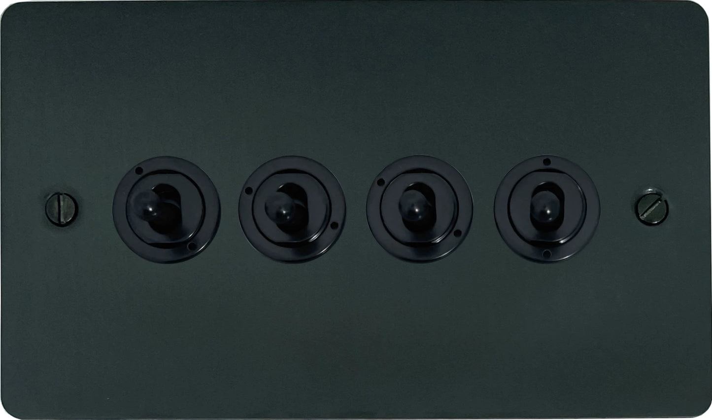 Flat Black Bronze 4 Gang 2 Way Toggle (Flat Black Toggle)
