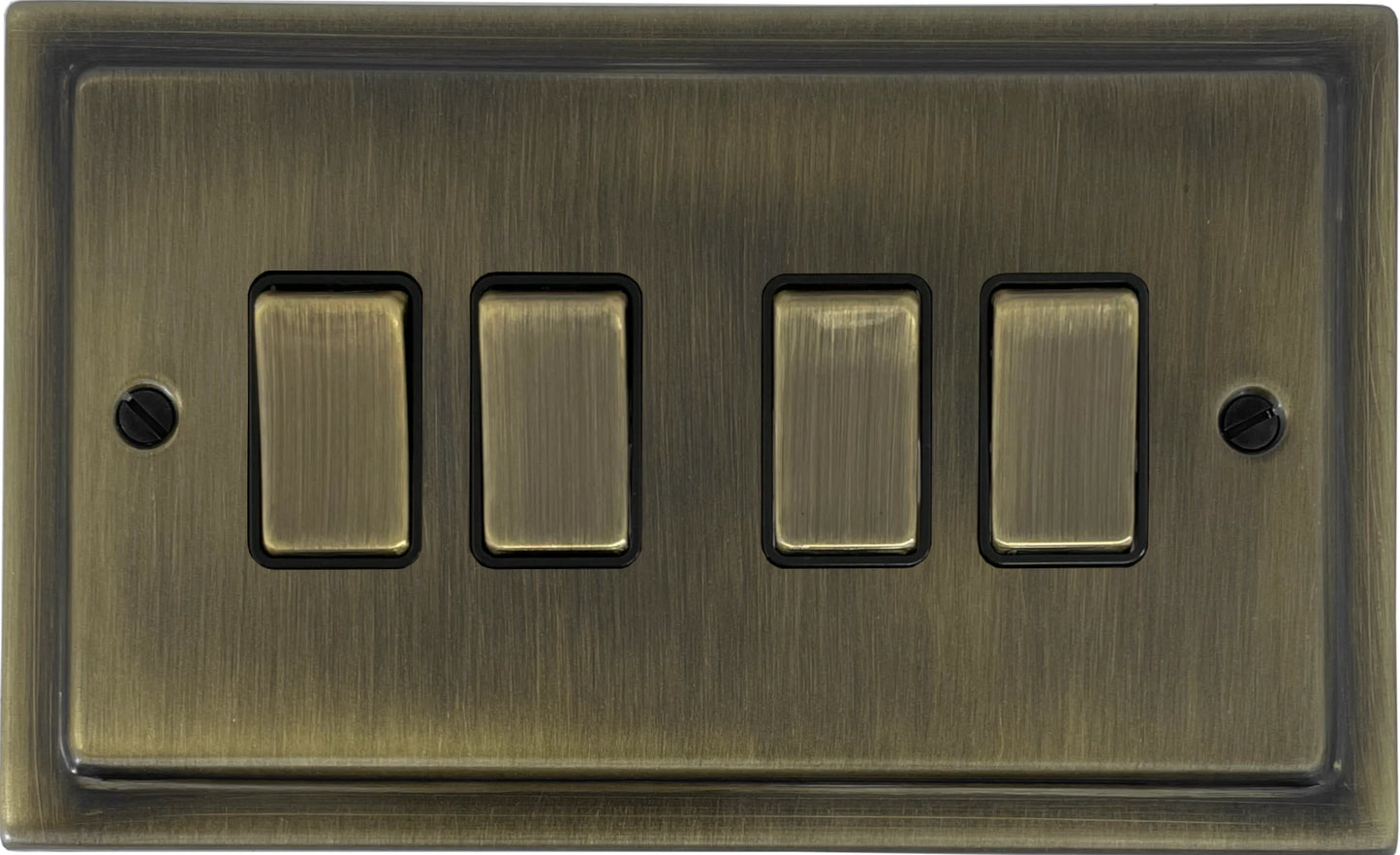 Victorian Antique Brass 4 Gang Switch (Brass Switches)