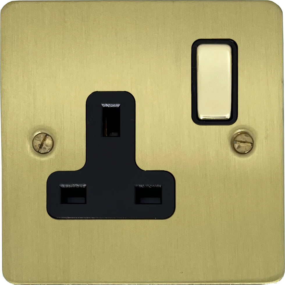 Flat Satin Brass 1 Gang Socket