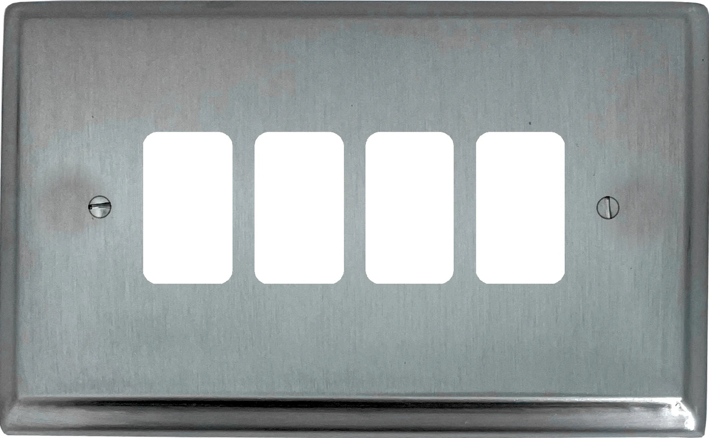 Deco Satin Chrome 4 Gang Grid Plate