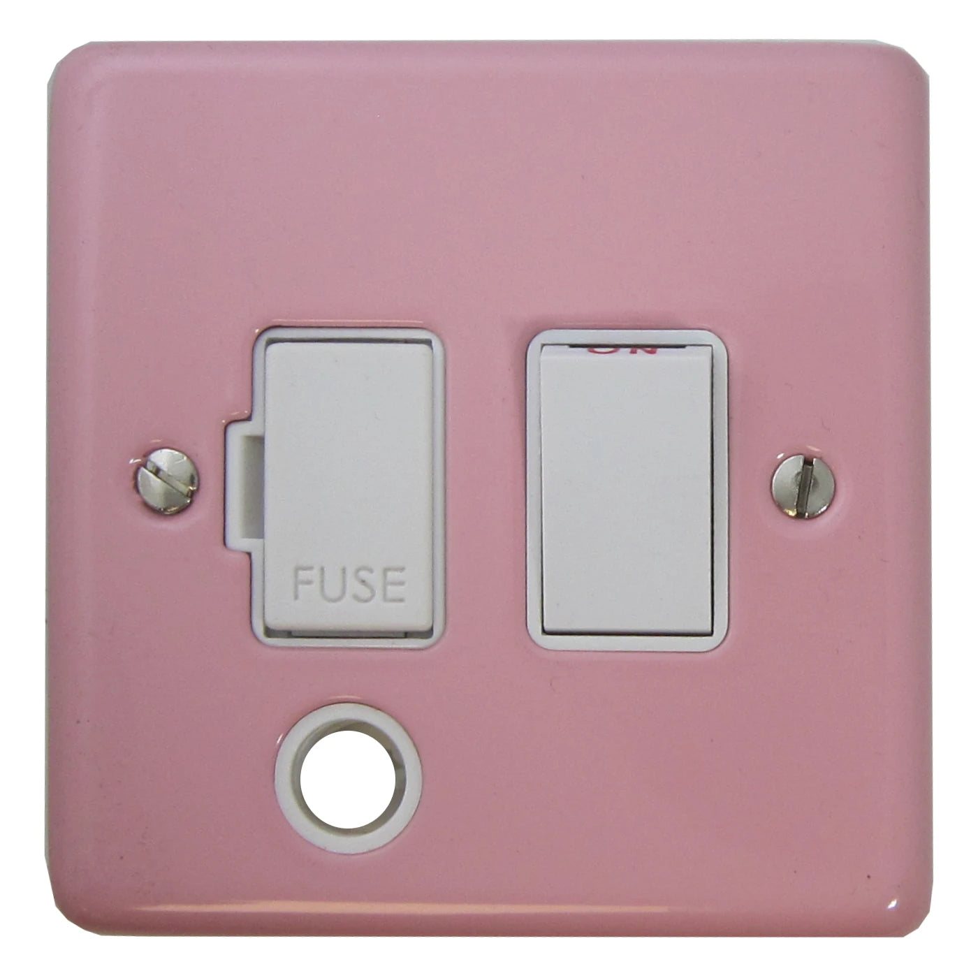 Contour Pink Switched Fused Spur with Flex Outlet (White Switch)