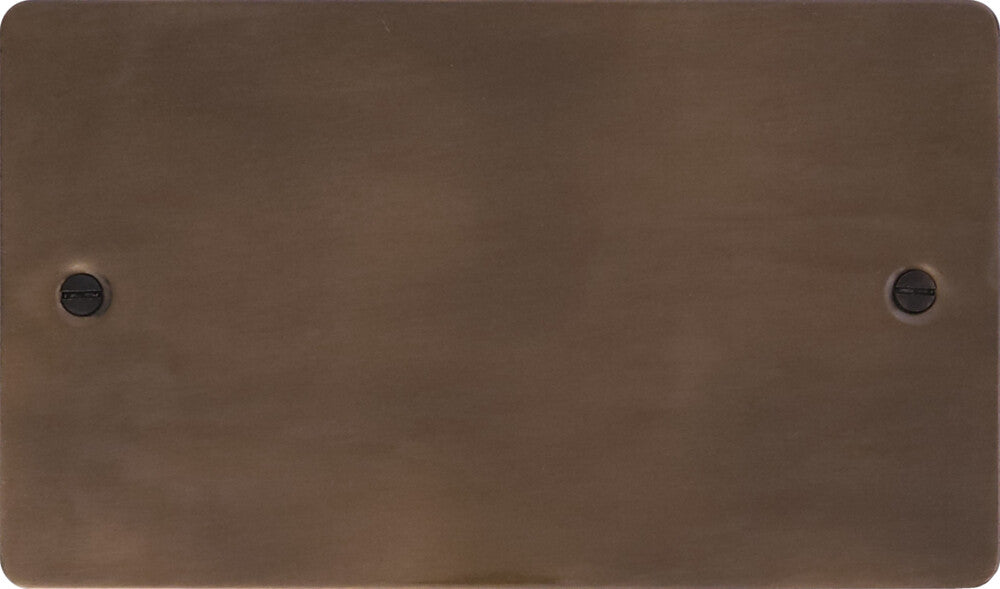 Flat Medium Bronze 2 Gang Blank Plate