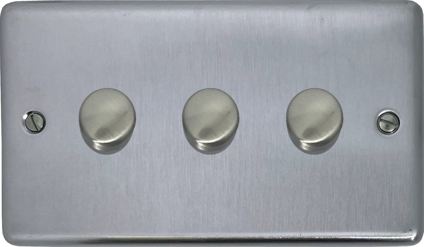 Contour Satin Chrome 3 Gang LED Dimmer
