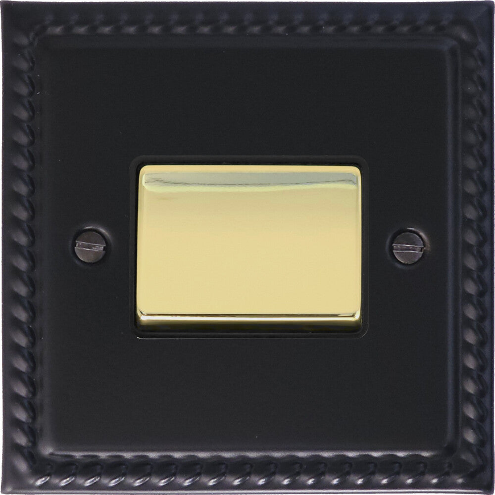 Georgian Flat Black Fan Isolator (Brass Switch)