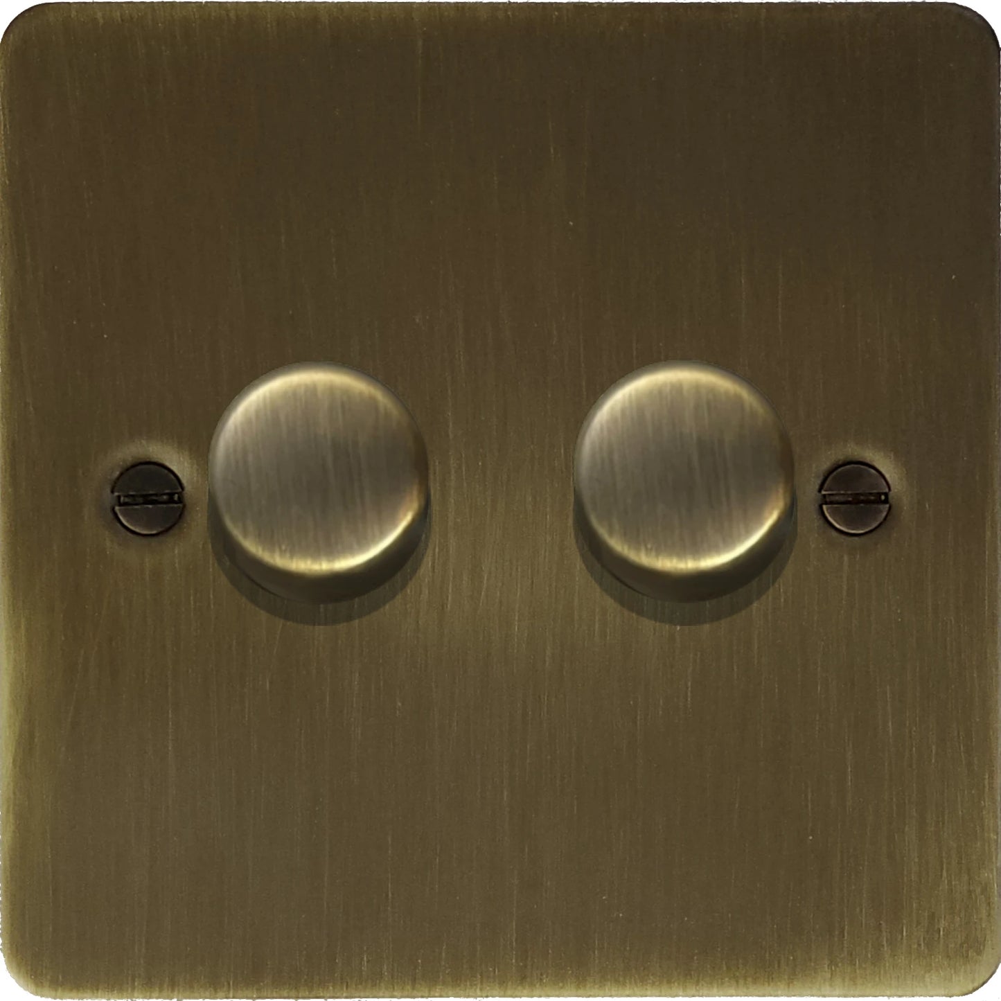 Flat Antique Brass 2 Gang LED Dimmer