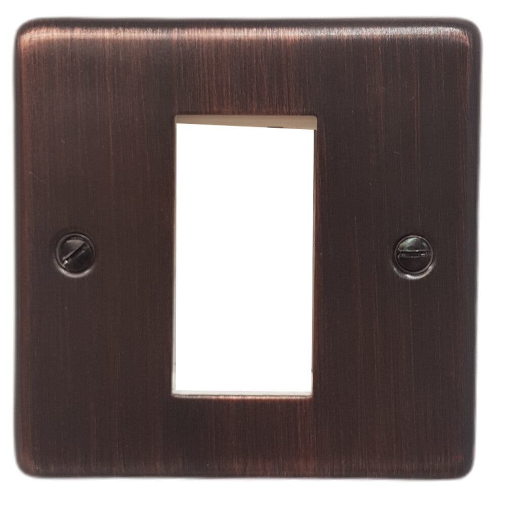 Contour Antique Copper 1 Gang 1 Mod Euro Plate + Frame