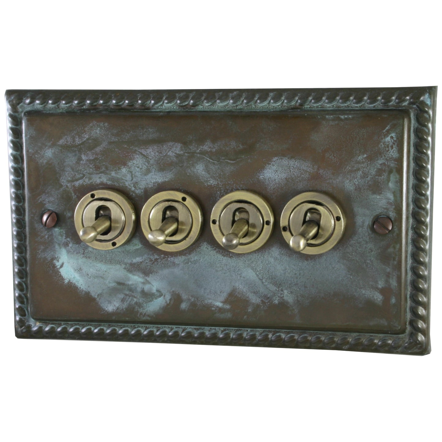 Georgian Verdigris 4 Gang Toggle (Antique Brass Toggle)