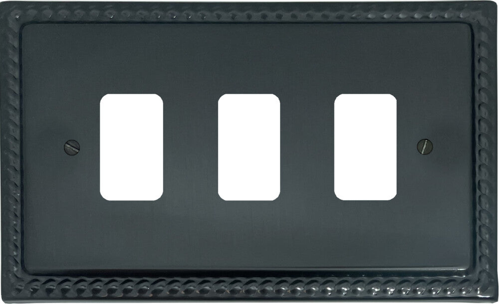 Georgian Black Bronze 3 Gang Grid Plate