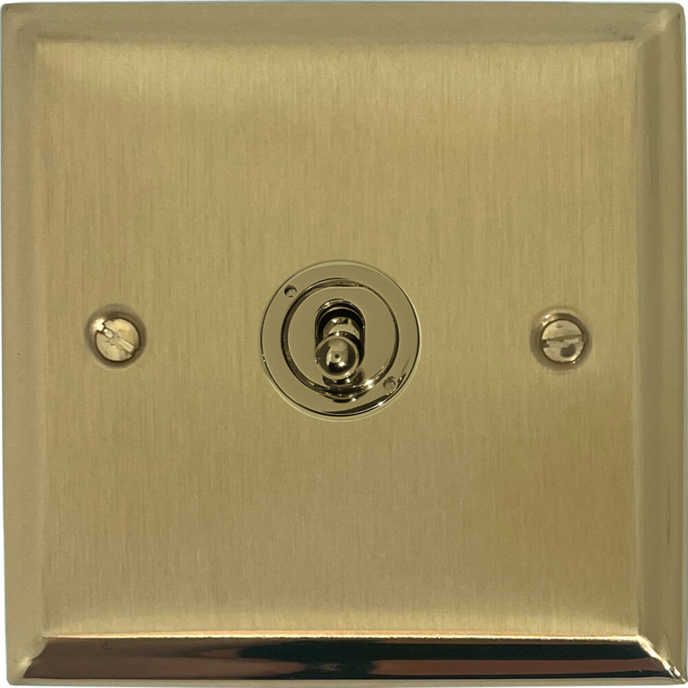Deco Satin Brass 1 Gang Toggle (Polished Brass Toggle)