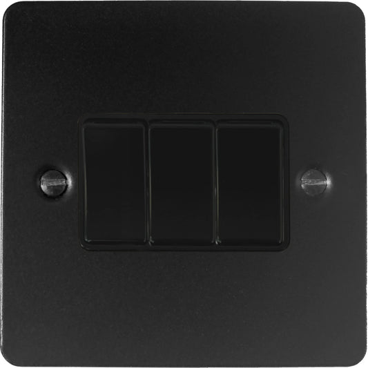 Flat Black 3 Gang Switch (Black Switches)