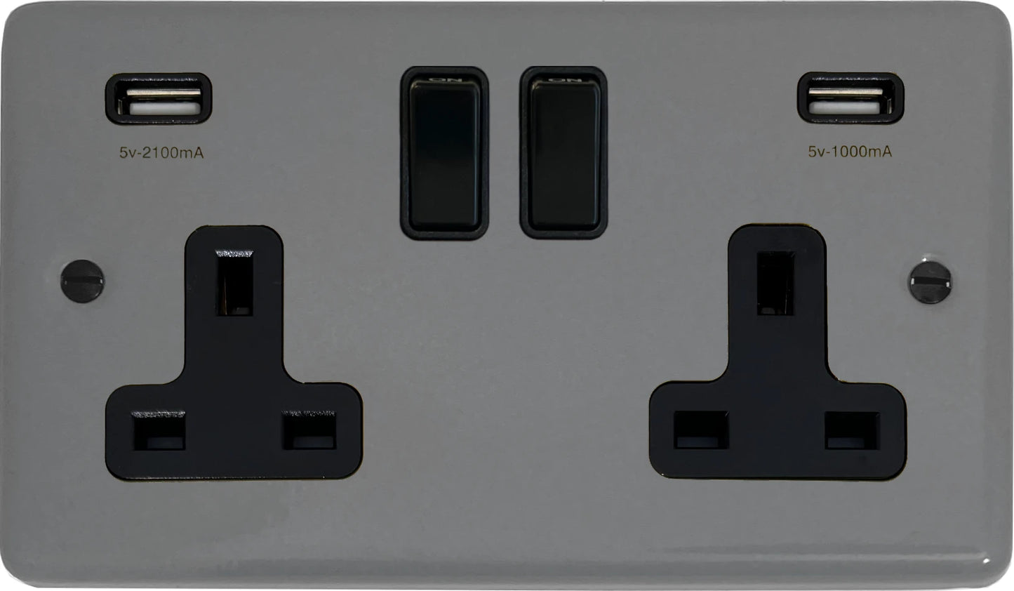 Contour Light Grey 2 Gang Socket with USB