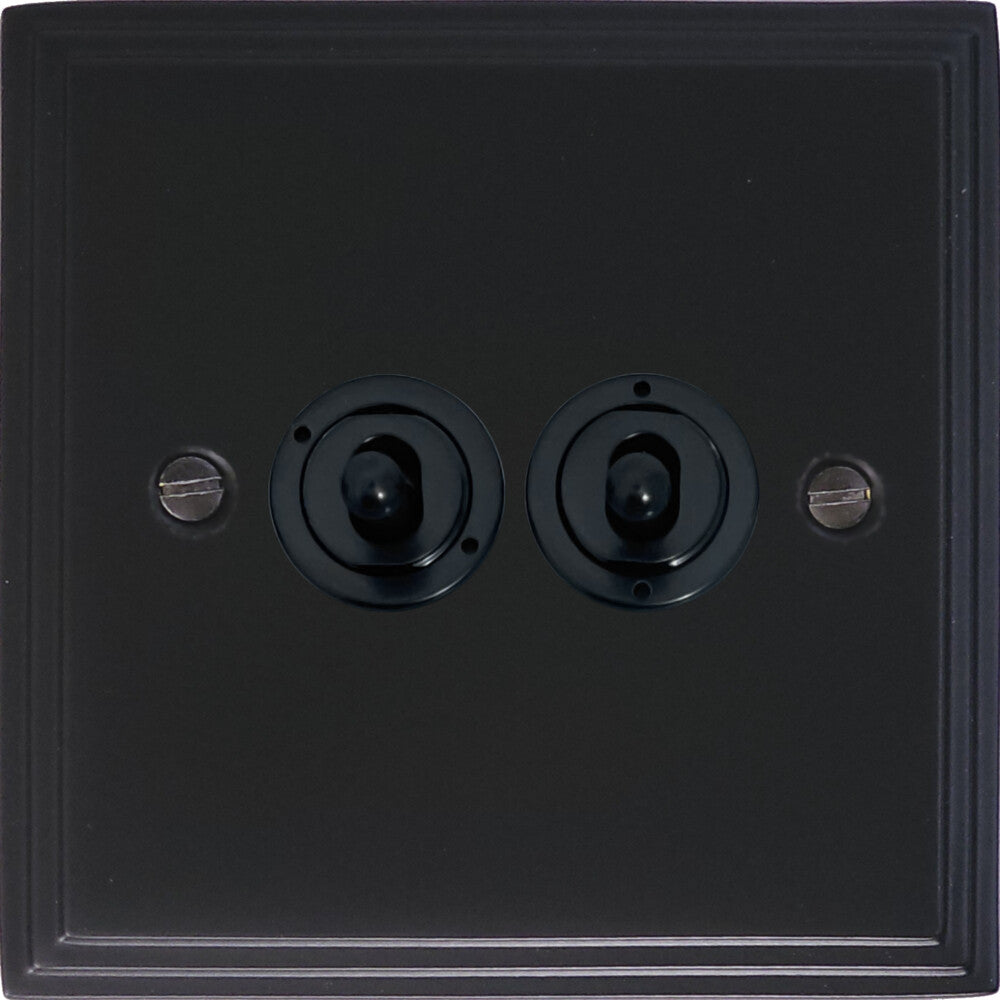 Victorian Flat Black 2 Gang Toggle (Flat Black Toggle)