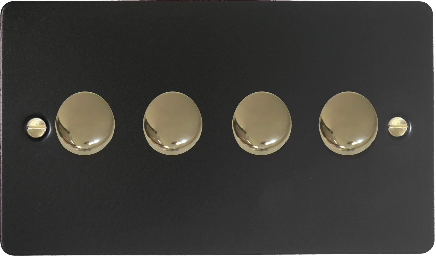 Flat Black 4 Gang LED Dimmer (Brass Caps)
