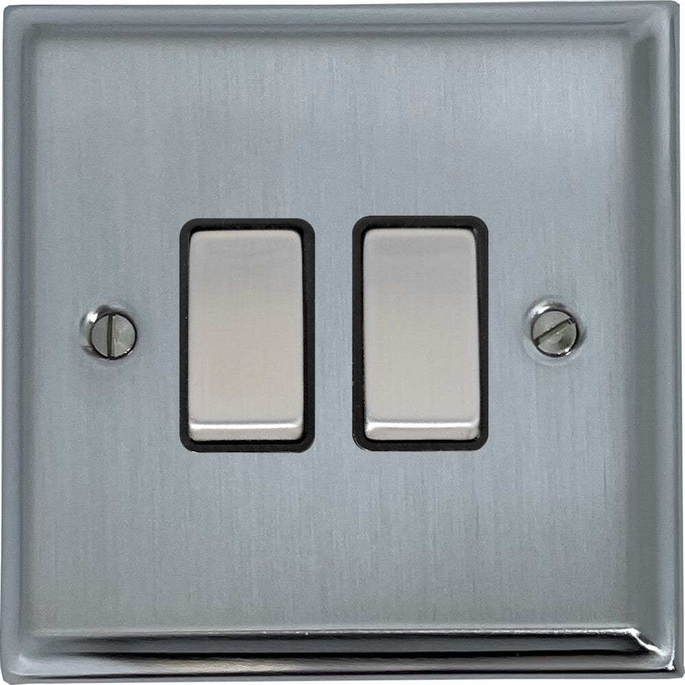 Deco Satin Chrome 2 Gang Switch