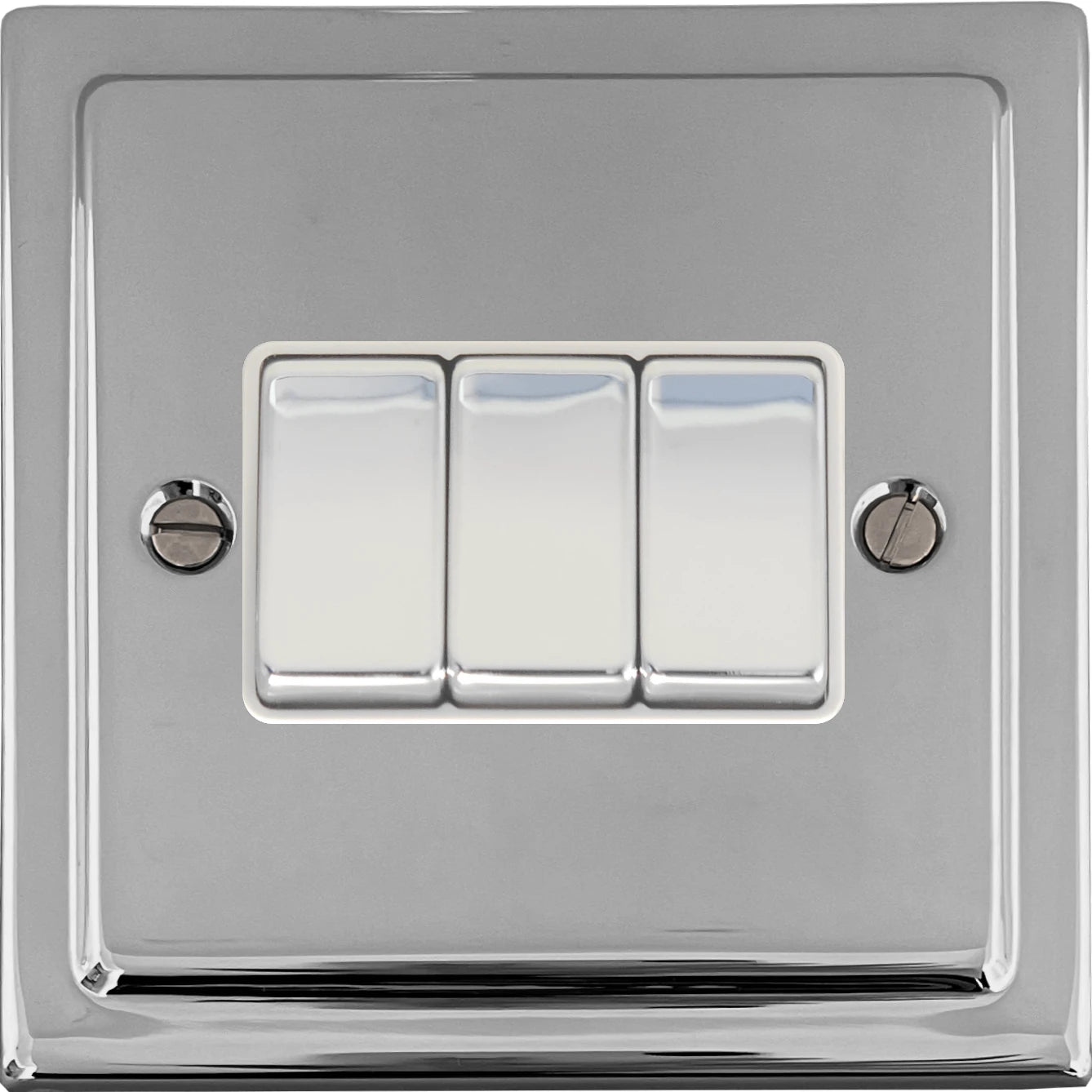 Victorian Polished Chrome 3 Gang 2 Way Switch