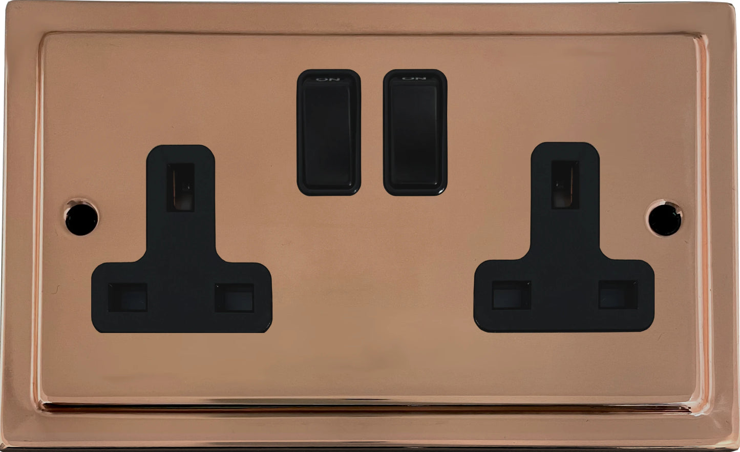 Victorian Polished Copper 2 Gang Socket