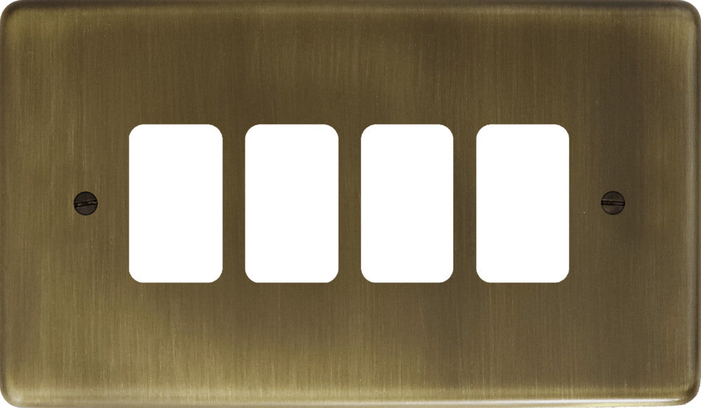 Contour Antique Brass 4 Gang Grid Plate