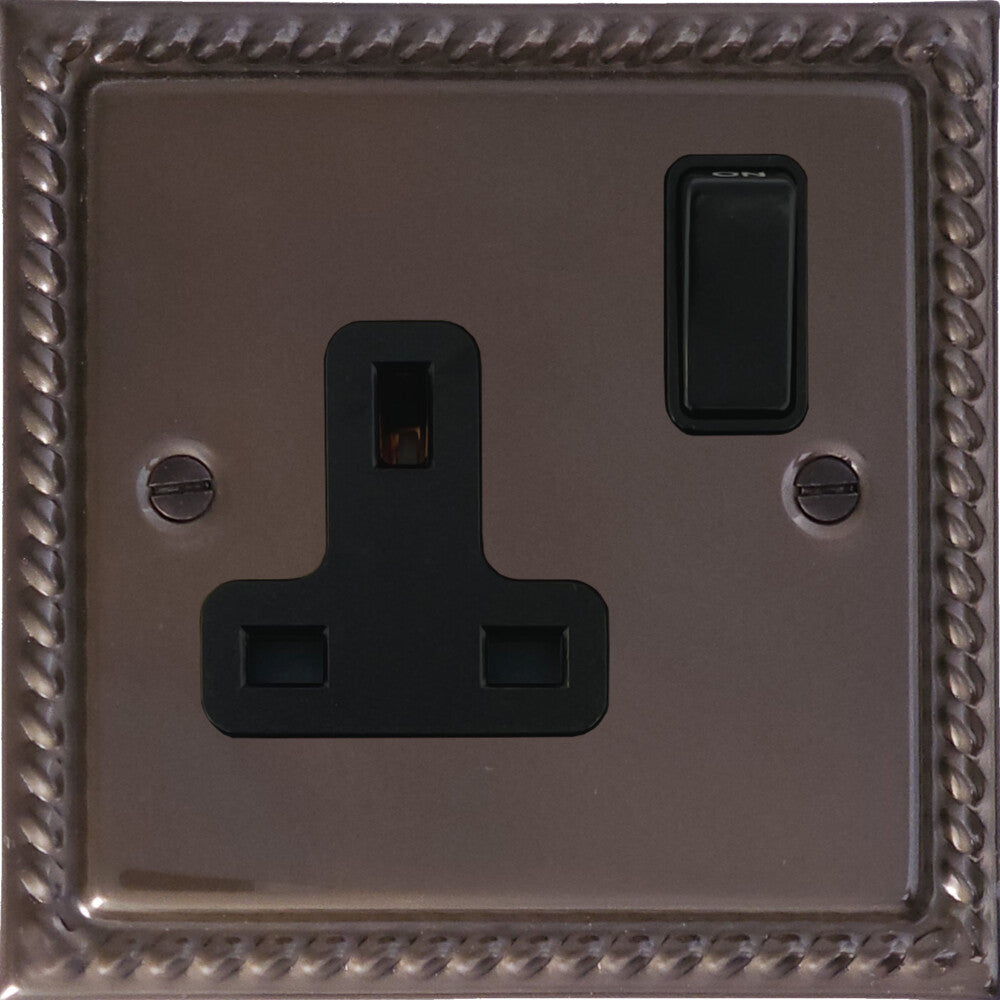 Georgian Medium Bronze 1 Gang Switched Socket