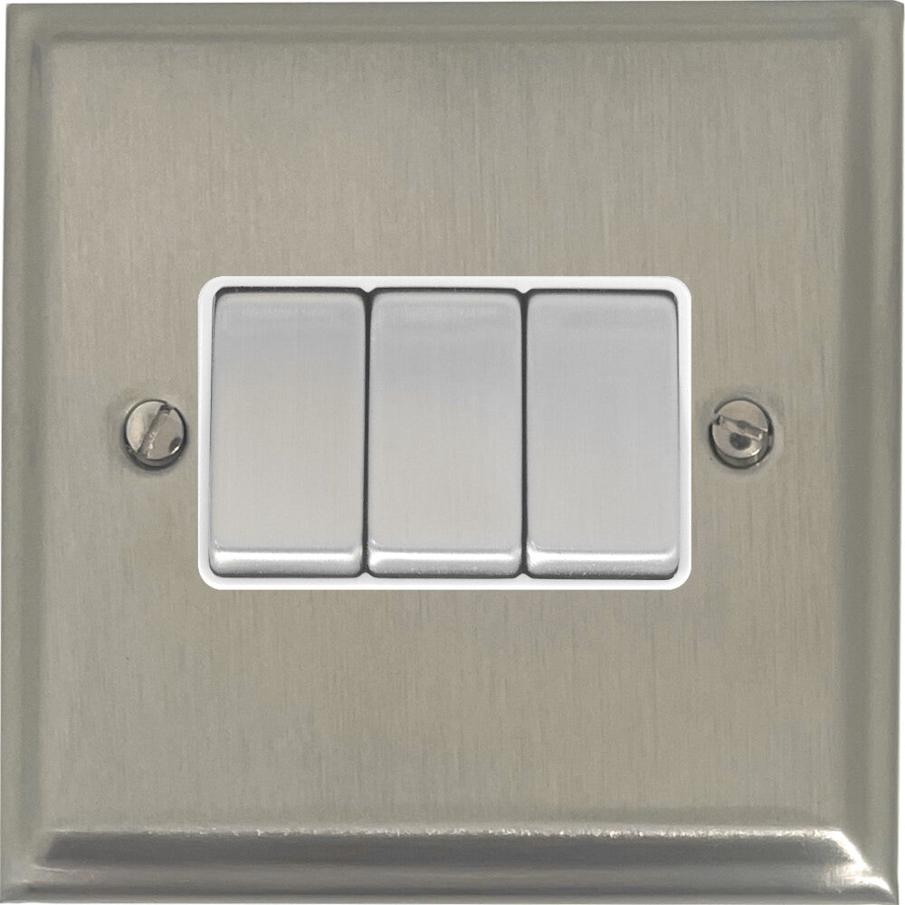 Deco Satin Nickel 3 Gang Switch