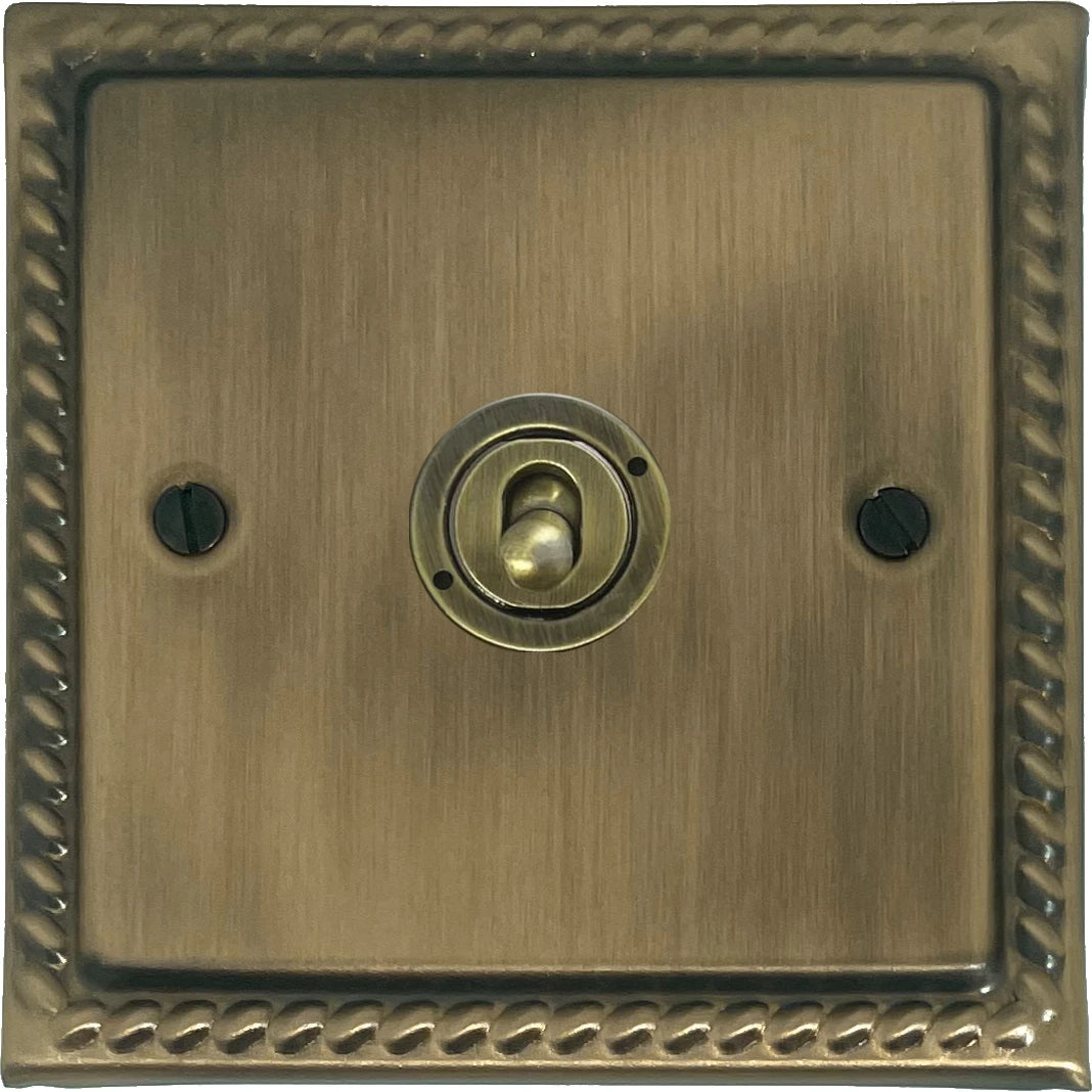 Georgian Light Antique Brass 1 Gang Toggle Switch