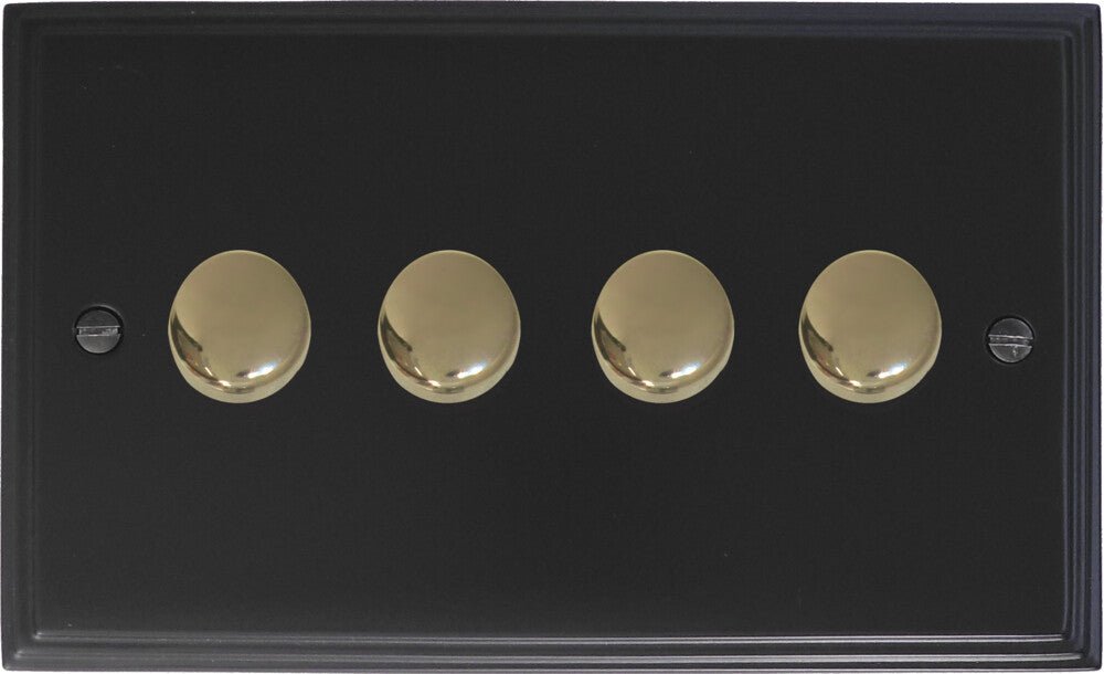 Victorian Flat Black 4 Gang LED Dimmer