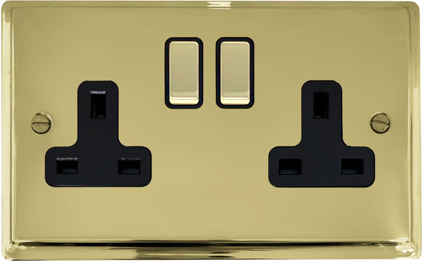 Deco Polished Brass 2 Gang Socket