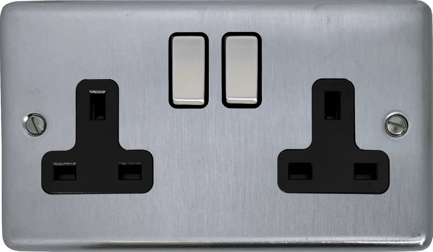 Contour Satin Chrome 2 Gang Socket