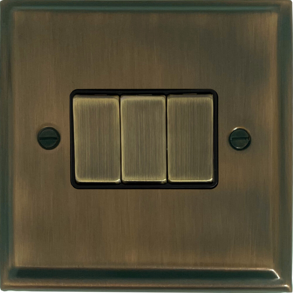 Deco Antique Brass 3 Gang Switch (Brass Switches)