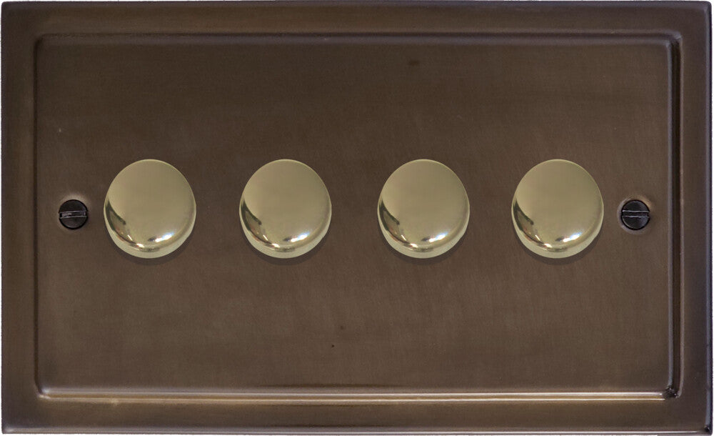 Victorian Medium Bronze 4 Gang LED Dimmer