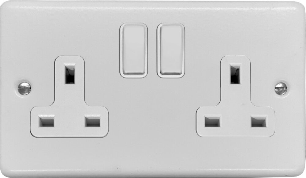 Contour Flat White 2 Gang Socket