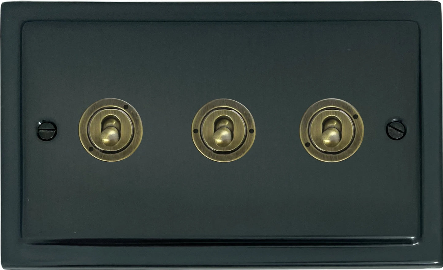 Victorian Black Bronze 3 Gang Toggle (Antique Brass Toggle)