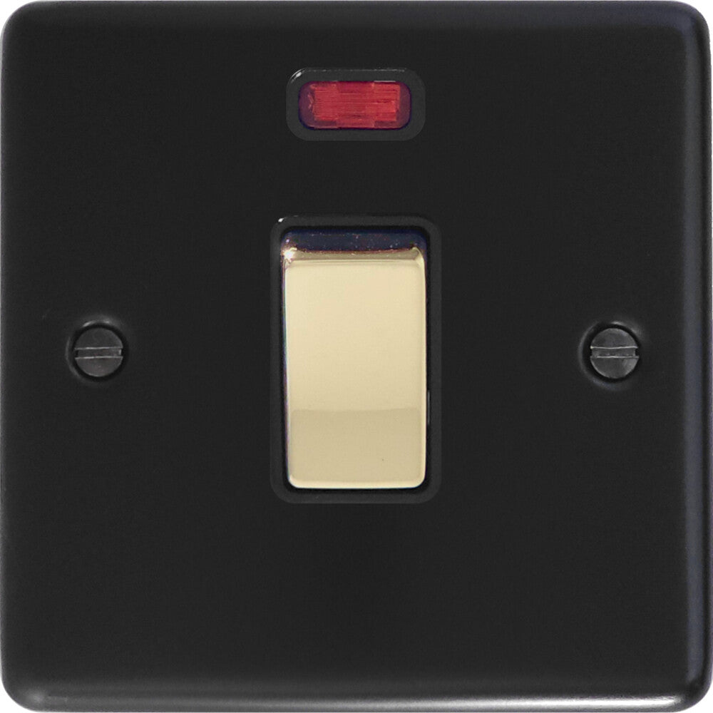 Contour Flat Black 20 Amp DP Switch (Brass Switch)