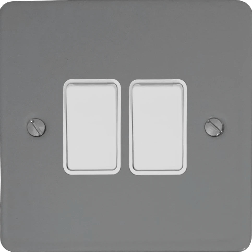 Flat Light Grey 2 Gang 2 Way Switch