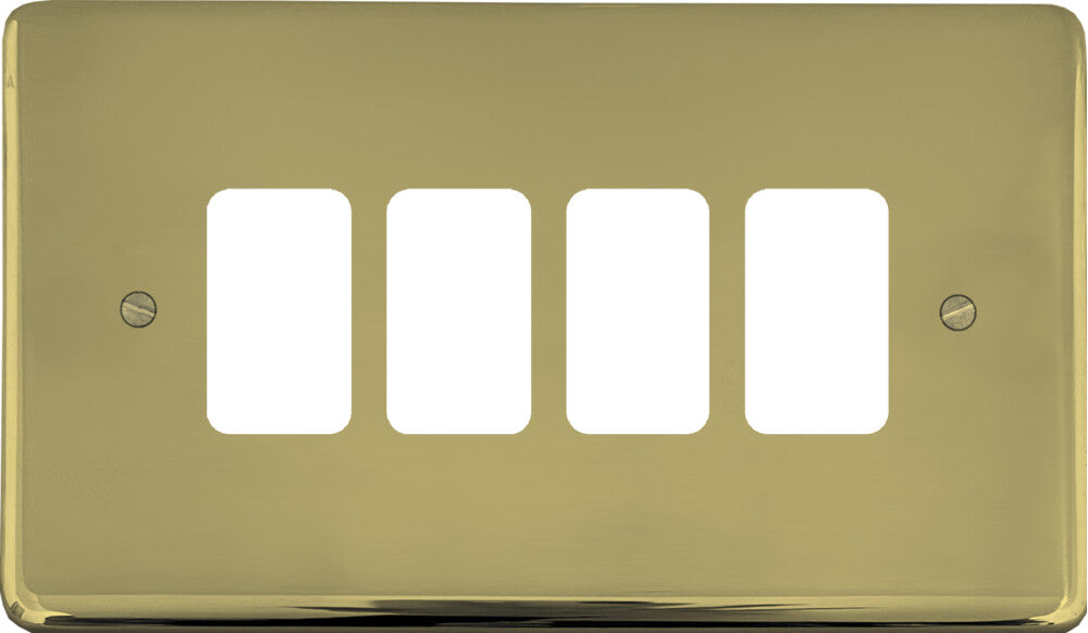 Contour Polished Brass 4 Gang Grid Plate