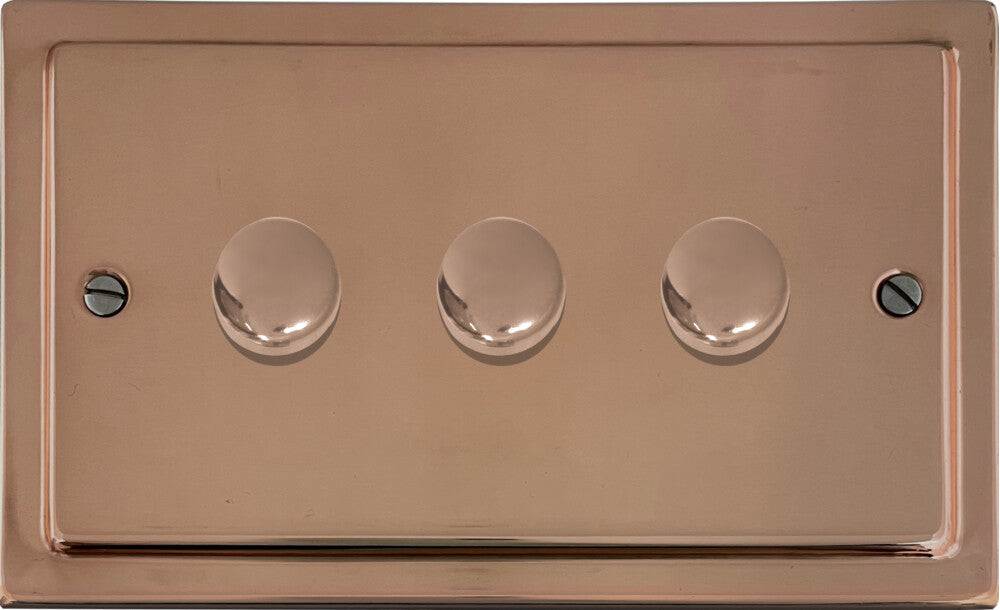 Victorian Polished Copper 3 Gang Dimmer LED