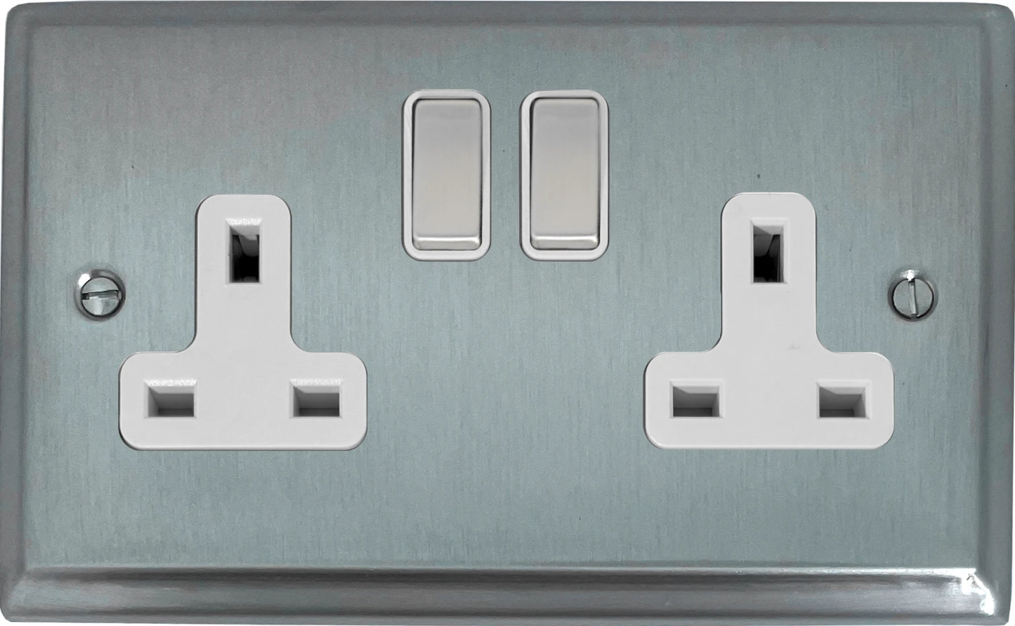Deco Satin Chrome 2 Gang Socket