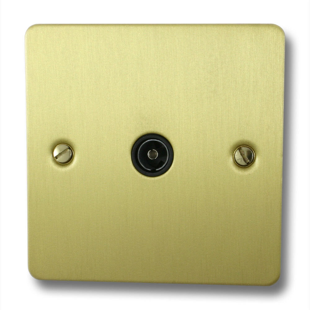 Flat Satin Brass 1 Gang Coax Point