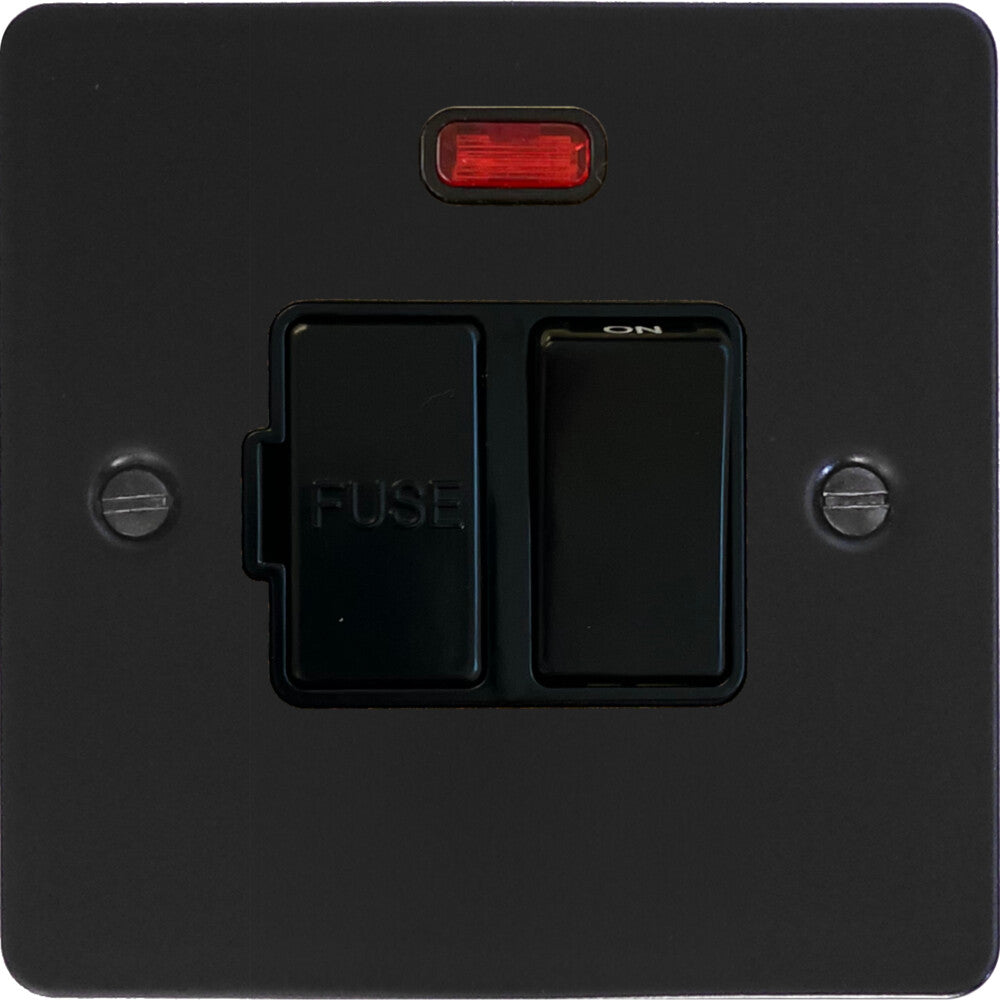 Flat Black Switched Fused Spur with Neon (Black Switch)