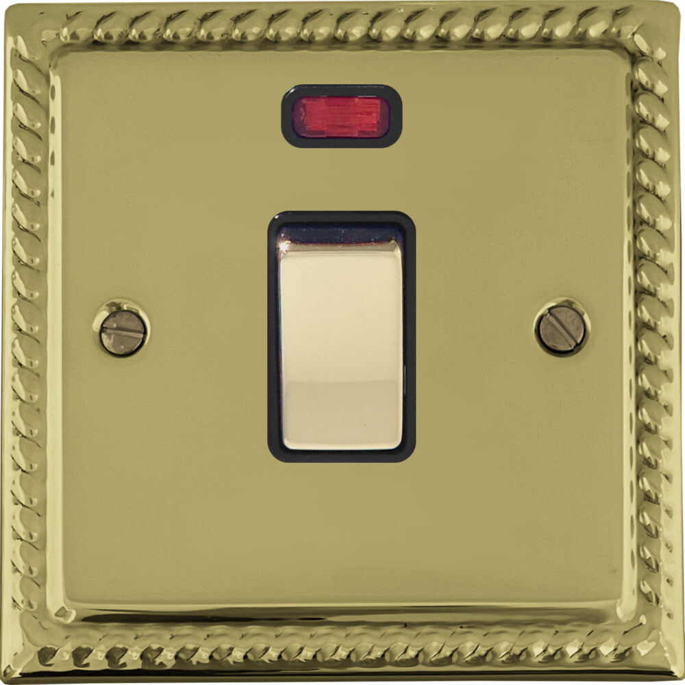 Georgian Polished Brass 20 Amp Dp Switch & Neon