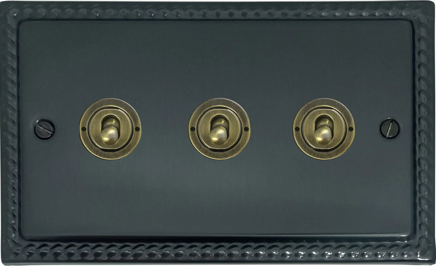 Monarch Black Bronze 3 Gang Toggle Switch (Antique Brass Toggles)