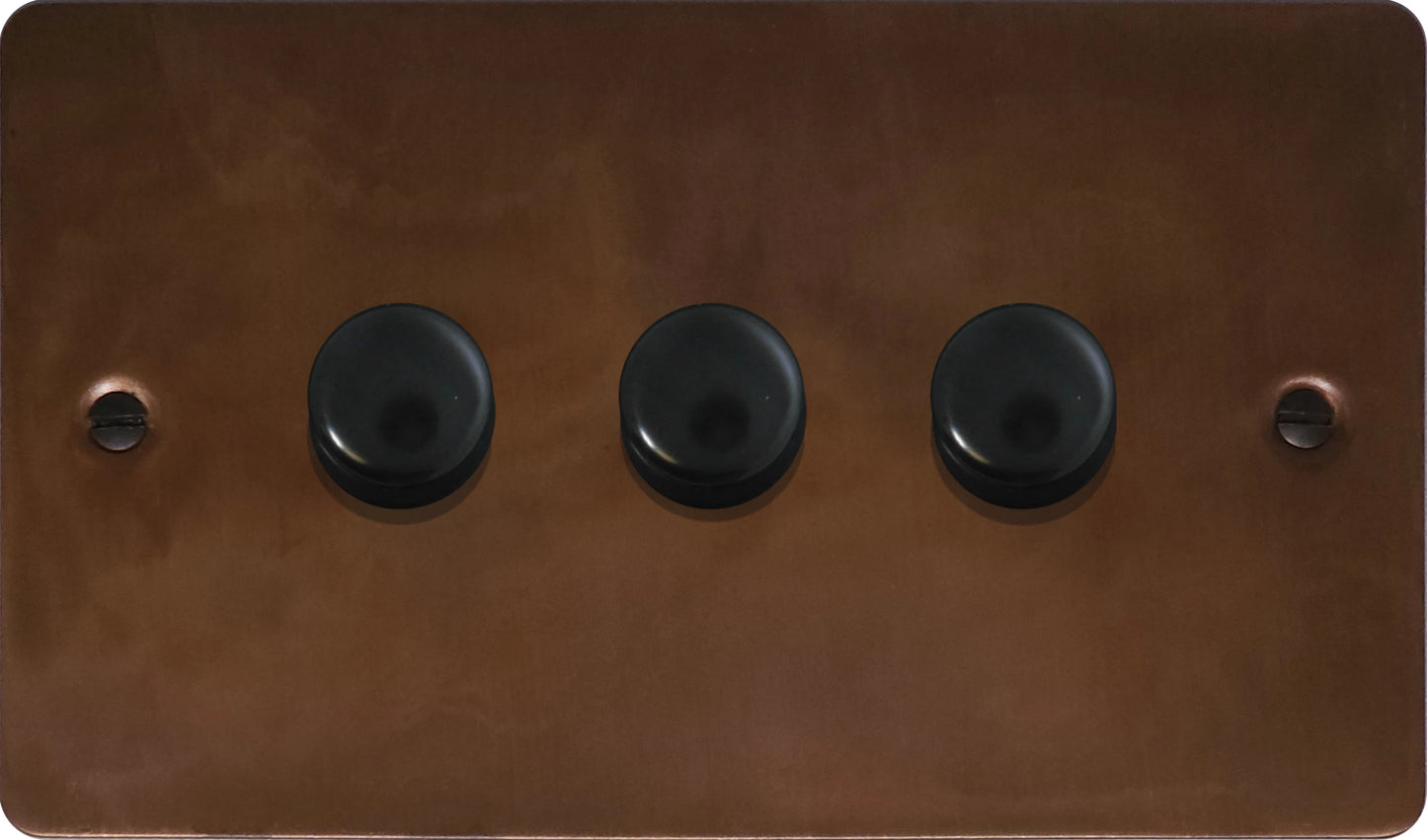 Flat Tarnished Copper 3 Gang Dimmer LED