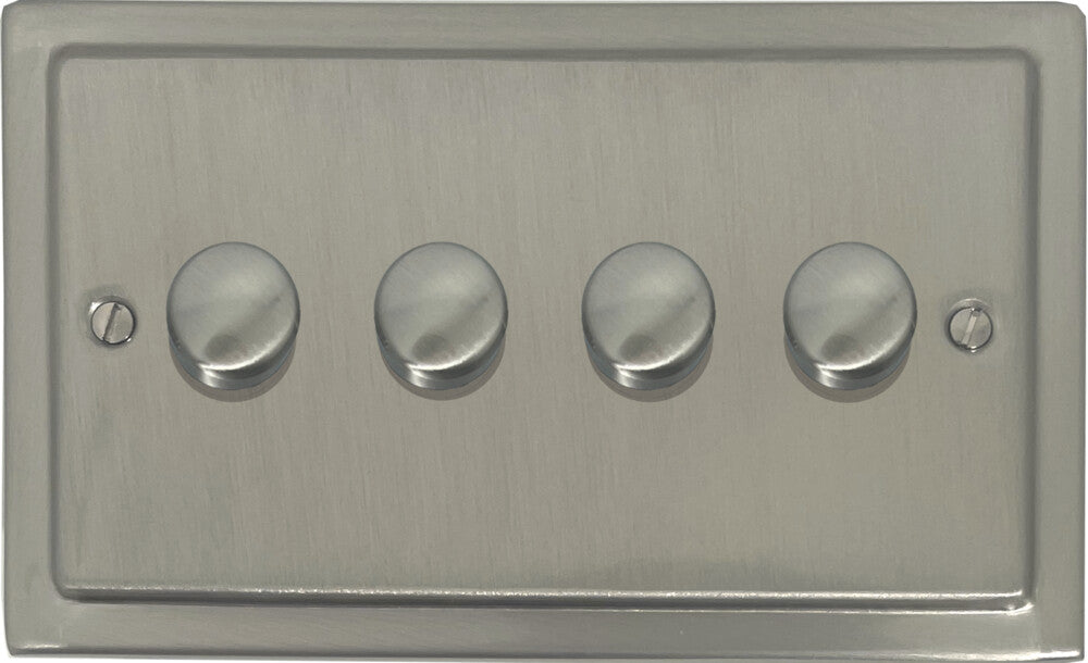 Victorian Satin Nickel 4 Gang 120W LED Dimmer