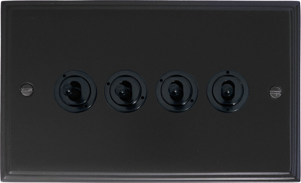 Victorian Flat Black 4 Gang Toggle (Flat Black Toggle)