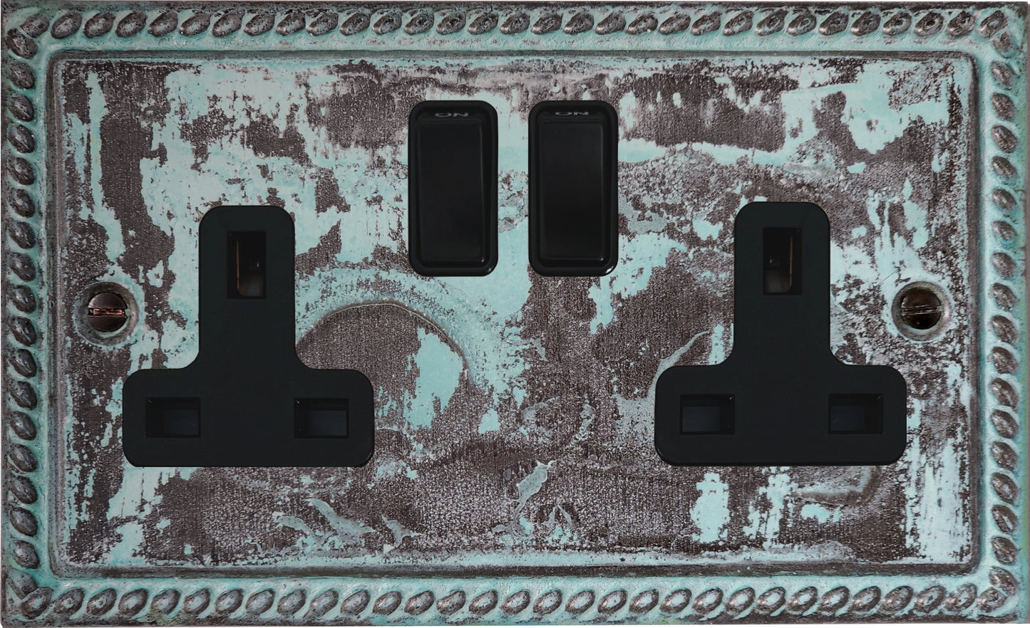 Georgian Verdigris 2 Gang Socket