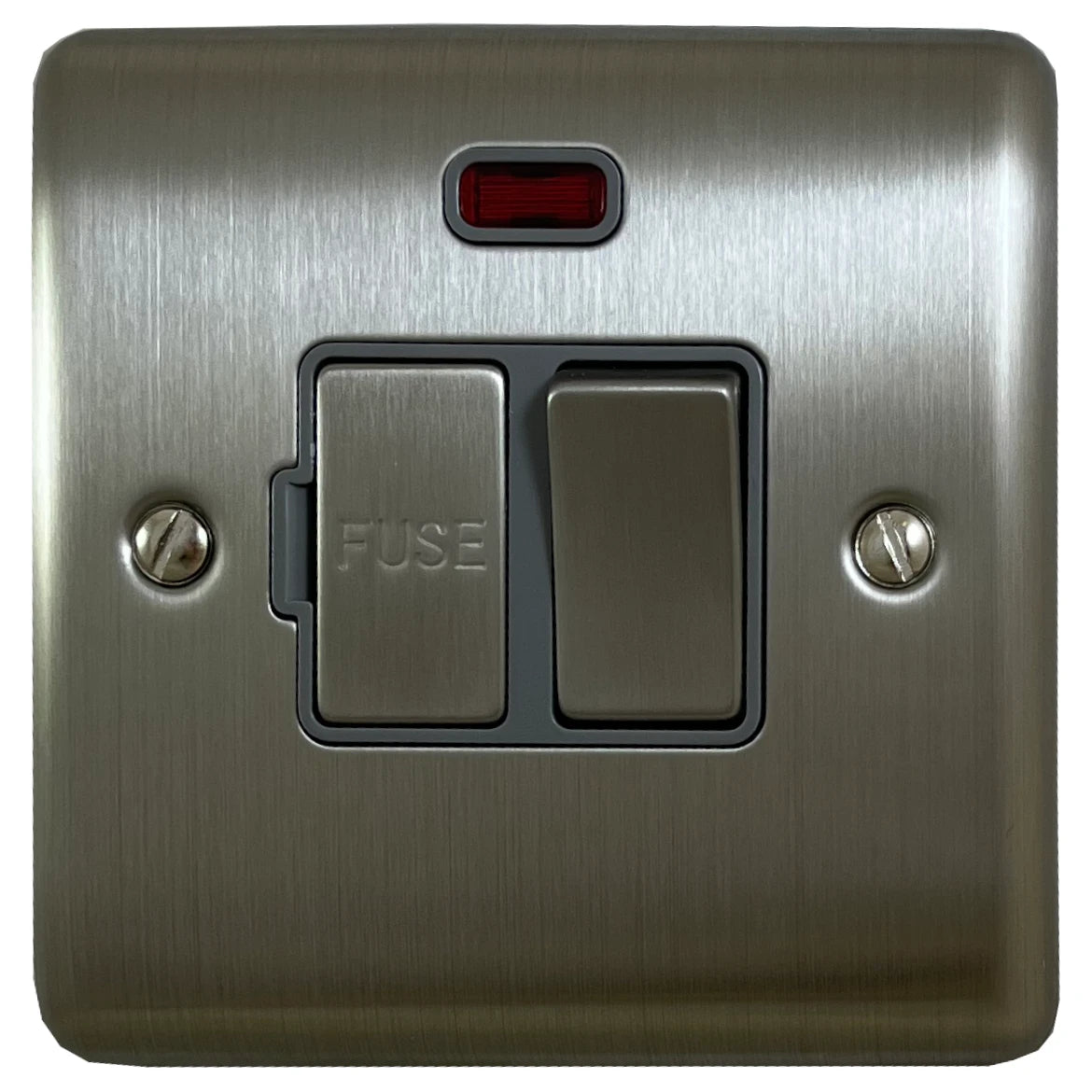 Basics Brushed Steel Switched Fused Spur with Neon - Basics range electrical spur
