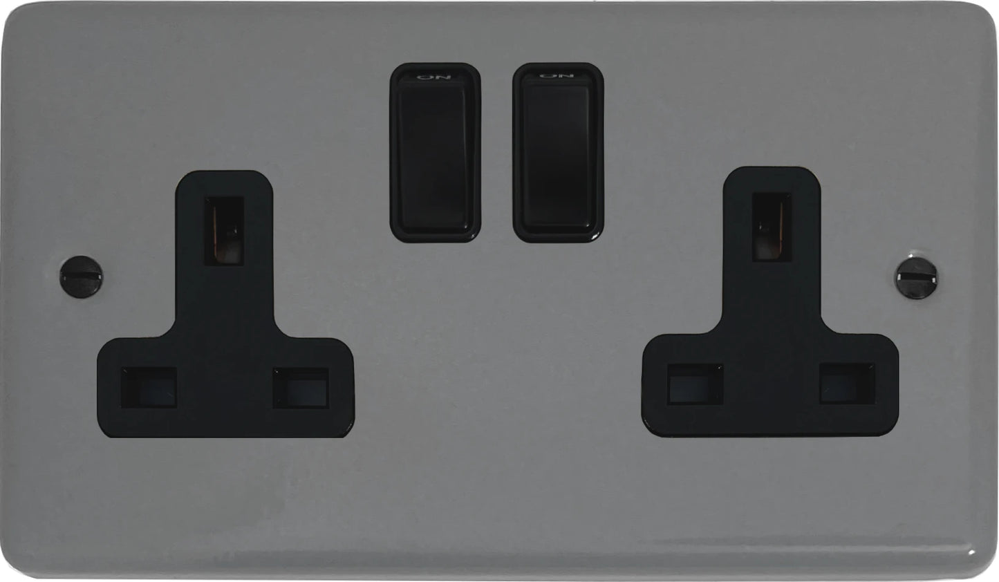Contour Light Grey 2 Gang Socket