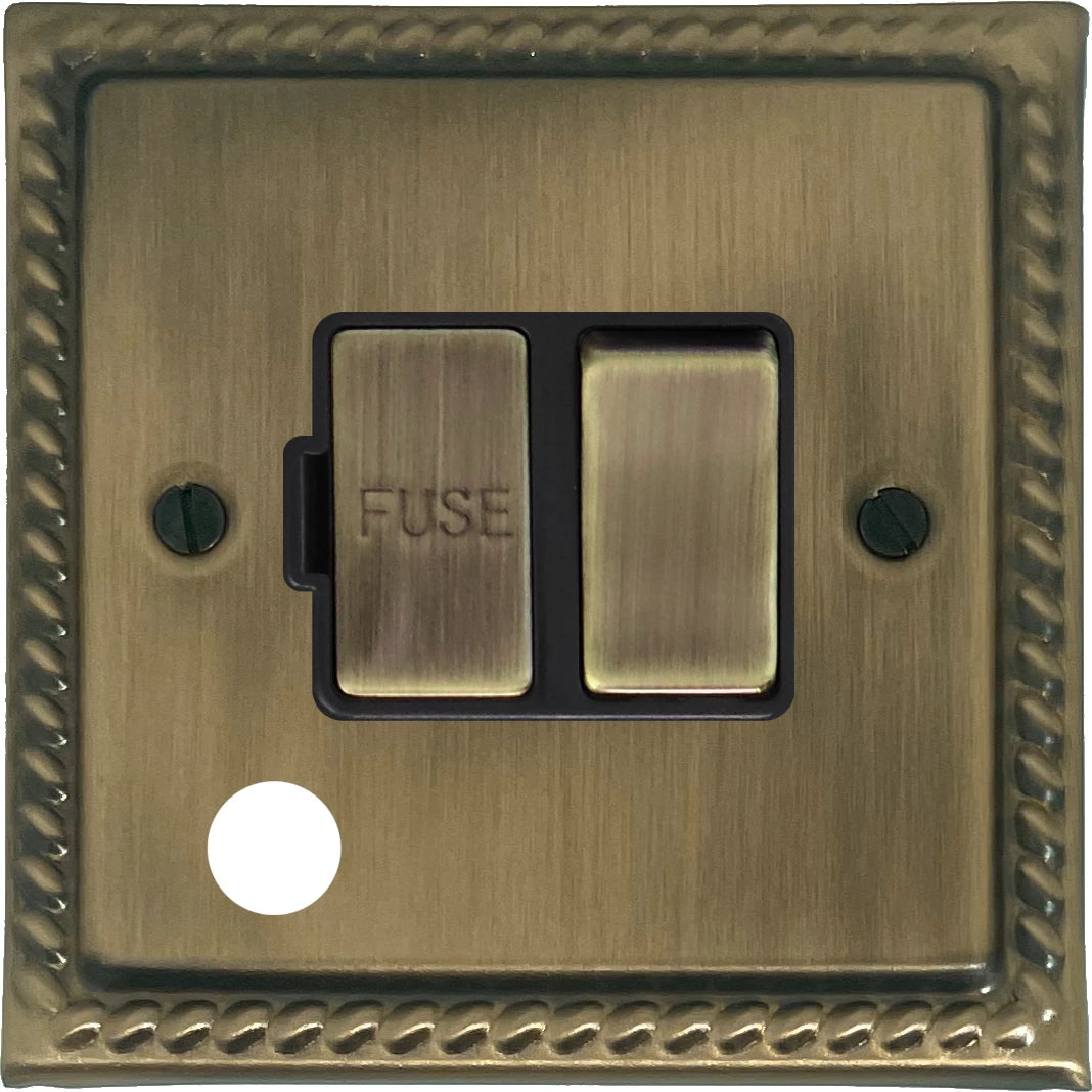 Georgian Light Antique Brass Switch Fused Spur with Flex Outlet (Brass Switch)