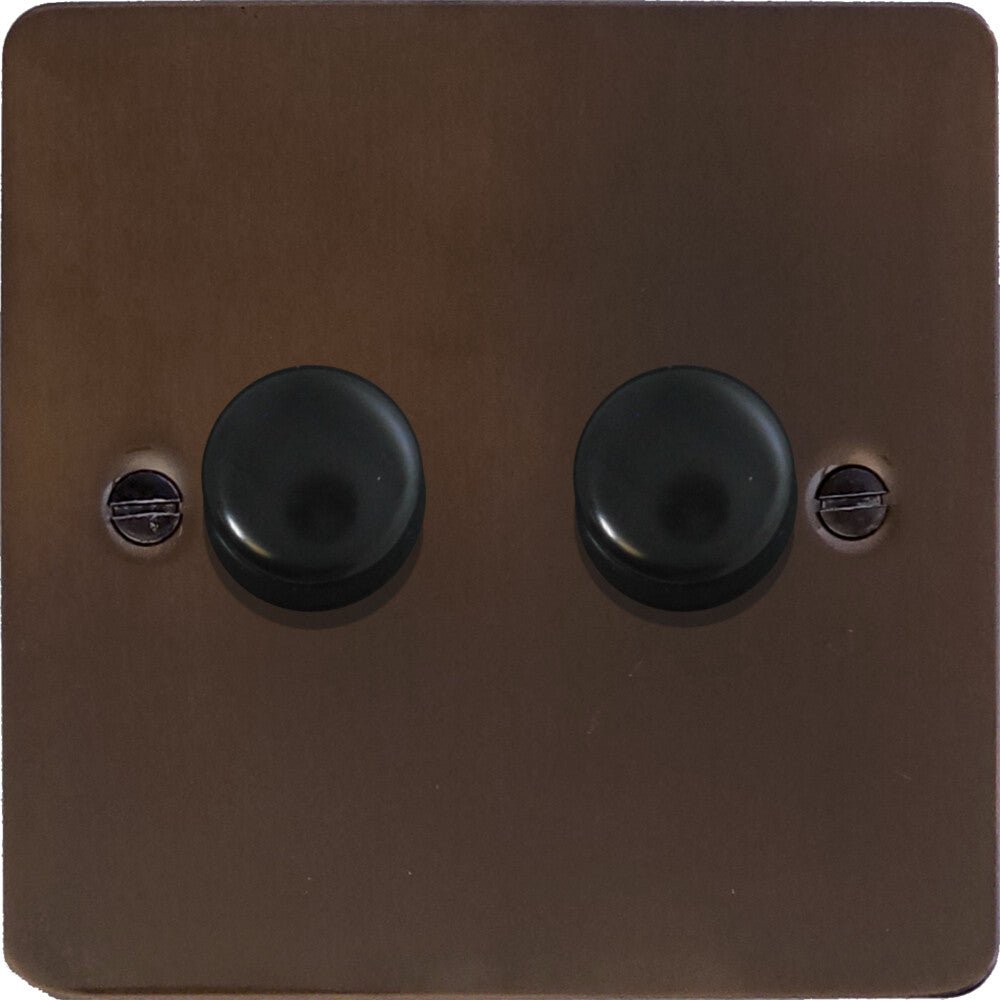 Flat Medium Bronze 2 Gang LED Dimmer