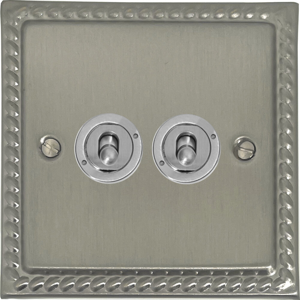 Georgian Satin Nickel 2 Gang Toggle (Brushed Steel Toggle)