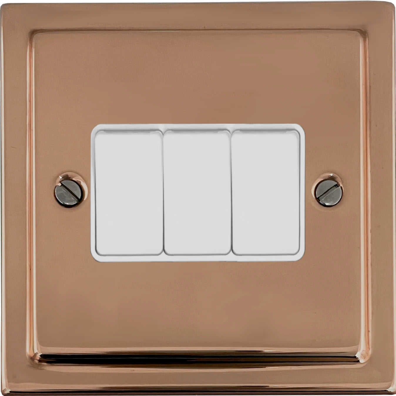 Victorian Polished Copper 3 Gang 2 Way Switch